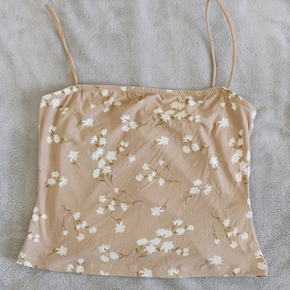 J for Justify Tan and White Sleeveless Top